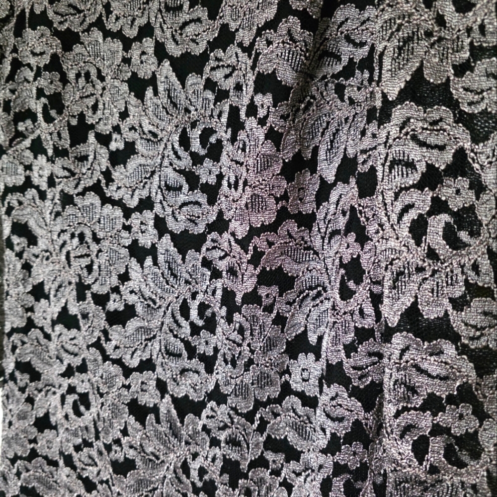 Jessica Howard Blackand Silver Lace Shift Dress‎ 3/4 Sheer Sleeve Sz 4P - Picture 5 of 8